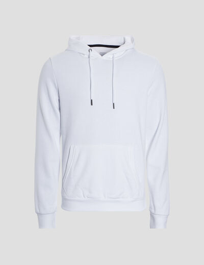 Sweat molleton &agrave; capuche hoodie blanc homme