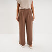 Pantalon &agrave; pinces large fluide marron clair femme