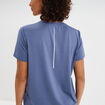 T-shirt de sport droit manches courtes bleu fonc&eacute; femme