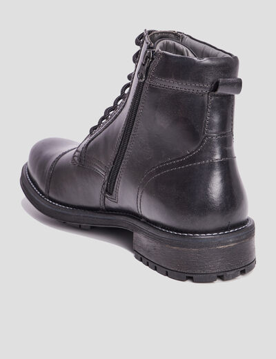 Bottines zippées cuir noir homme