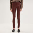 Pantalon enduit skinny push-up violet fonc&eacute; femme