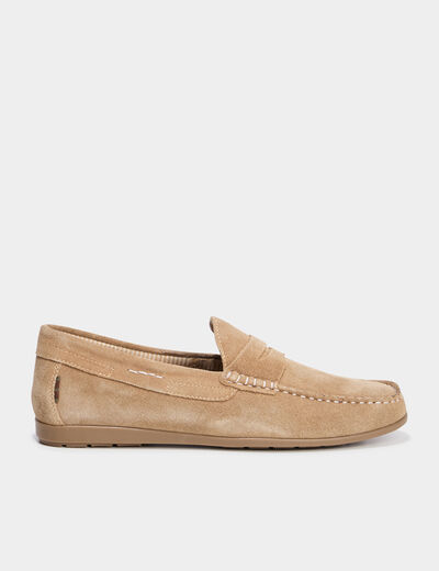 Mocassins en cuir daim sable homme
