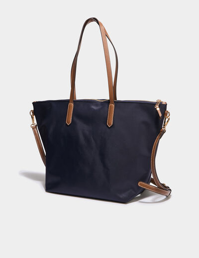 Sac shopper avec bandoulière bleu marine femme