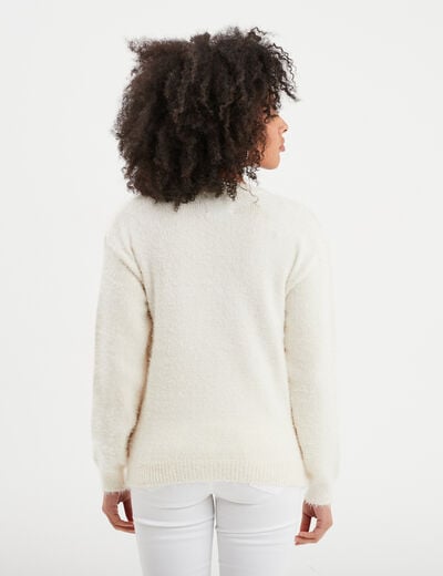 Pull de No&euml;l lumineux &agrave; sequins ivoire femme