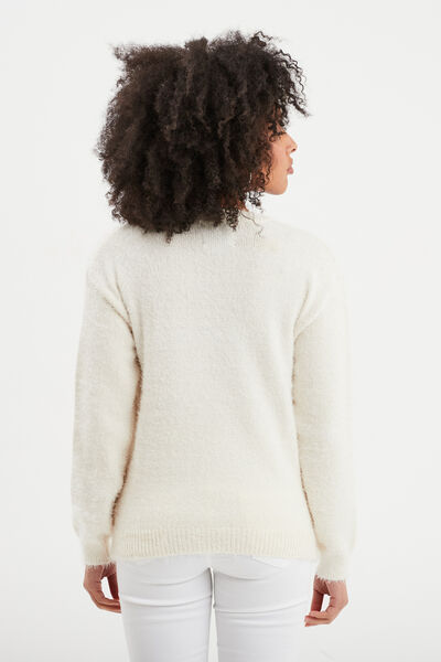 Pull de No&euml;l lumineux &agrave; sequins ivoire femme