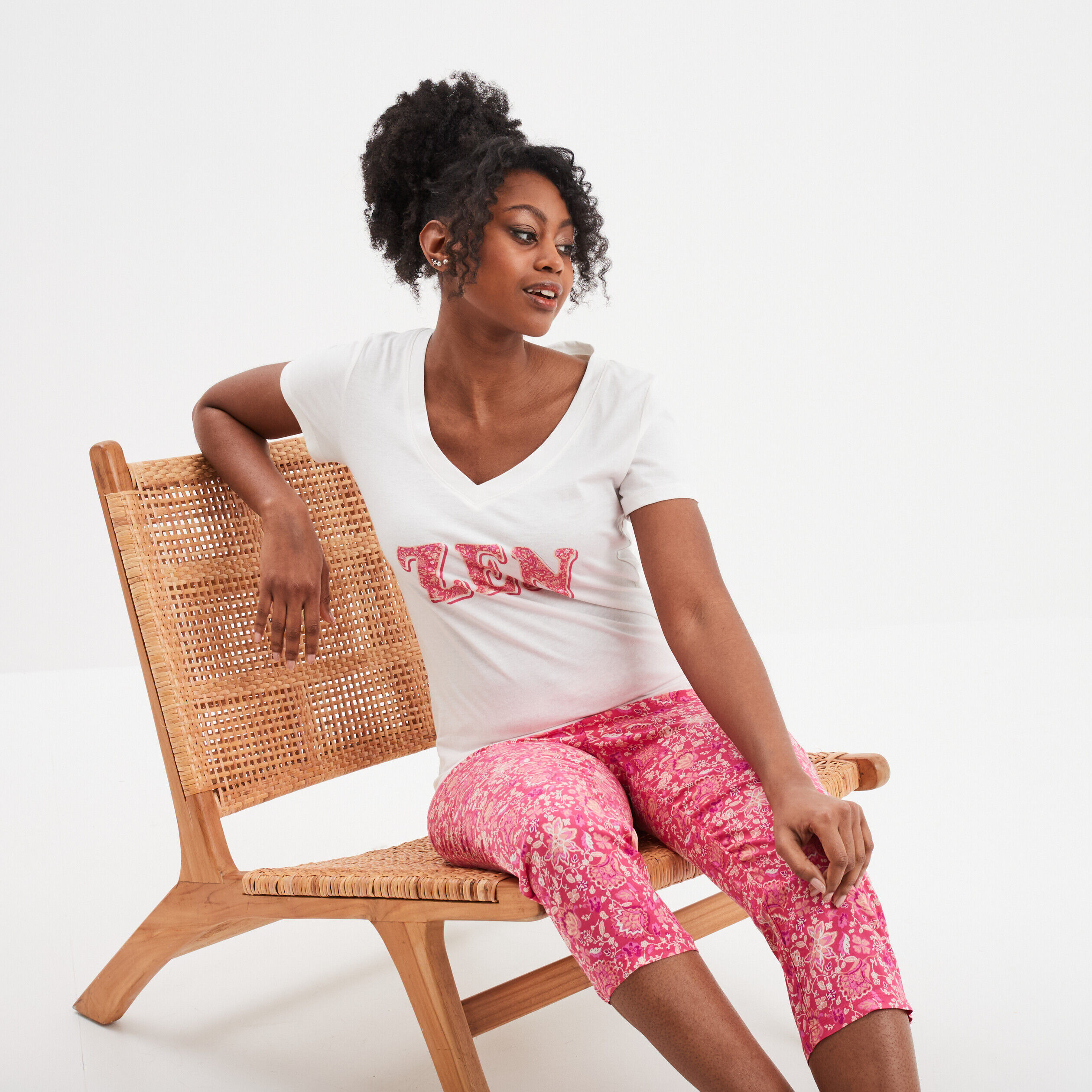 Ensemble pyjama corsaire et t-shirt rose fushia femme LH