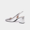 Escarpins slingback m&eacute;tallis&eacute;s gris argent femme