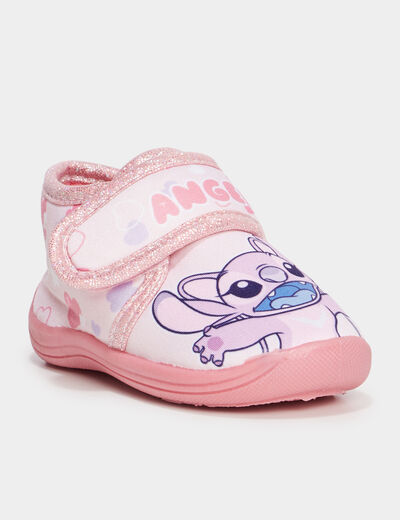 Chaussons bottillons Stitch rose bébé fille