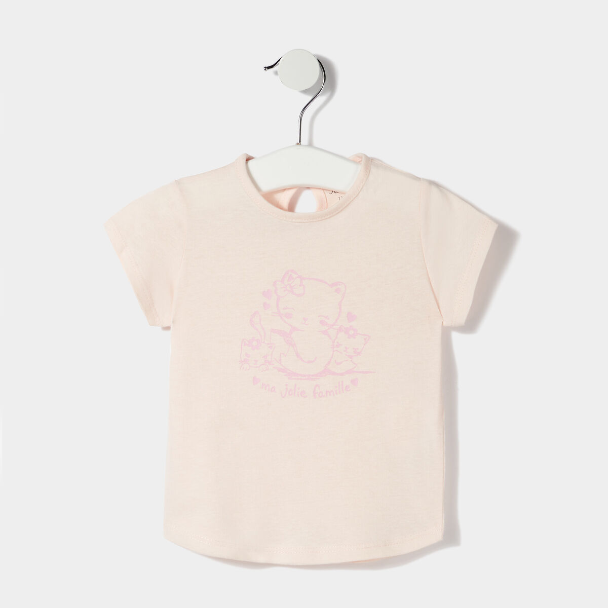 T-shirt manches courtes rose clair bébé fille