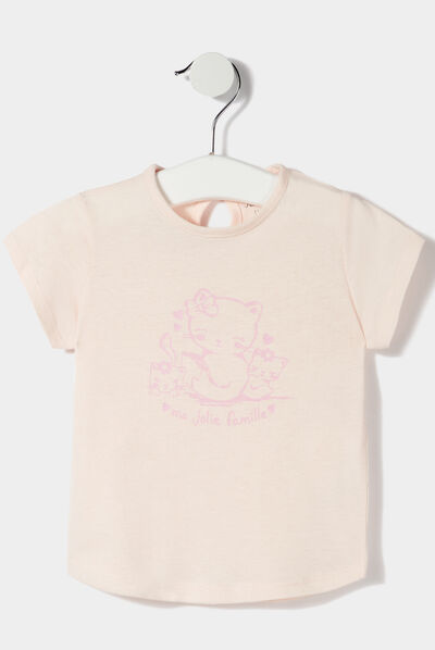 T-shirt manches courtes rose clair bébé fille