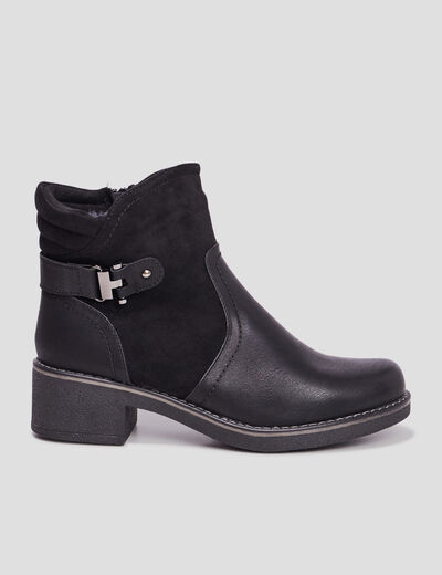 Bottines à talons pied large noir femme
