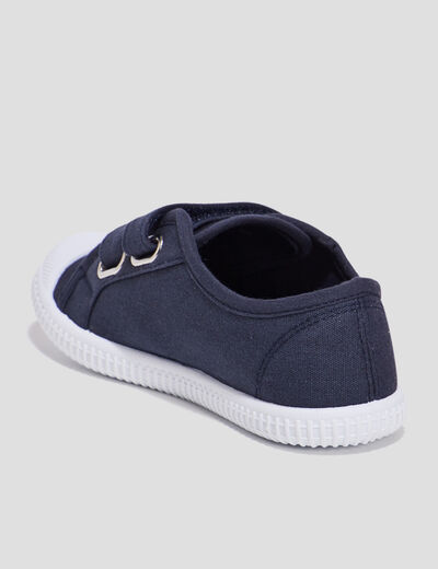 Tennis en toile bout renforc&eacute; &agrave; scratchs bleu marine gar&ccedil;on