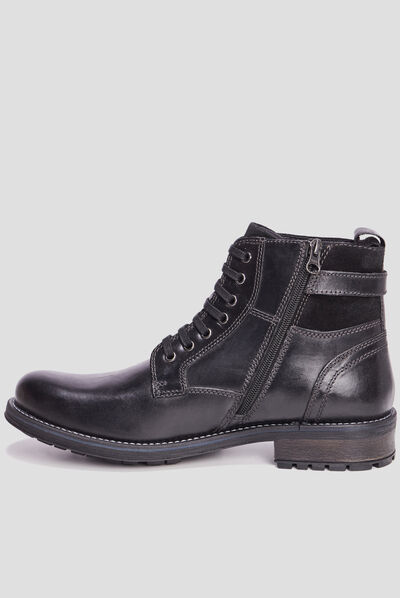 Bottines zippées en cuir Benjam noir homme