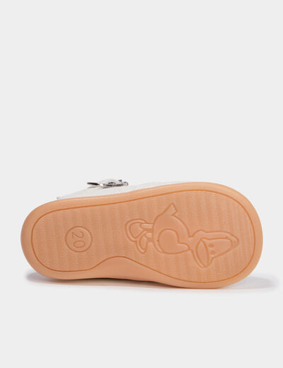 Chaussures c&eacute;r&eacute;monie semelle souple cuir blanc b&eacute;b&eacute; fille