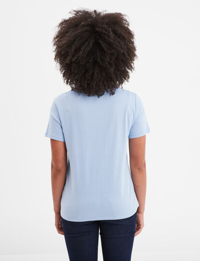 T-shirt manches courtes coton Snoopy bleu femme