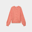 Gilet cardigan col rond boutonn&eacute; rose corail femme