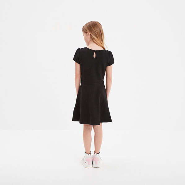 Robe trapèze manches courtes noir fille