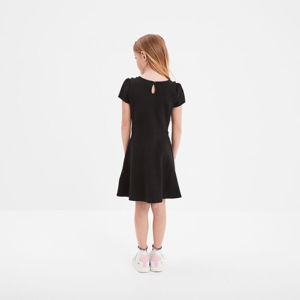 robe trapeze manches courtes noir fille Robe trapèze manches courtes noir fille