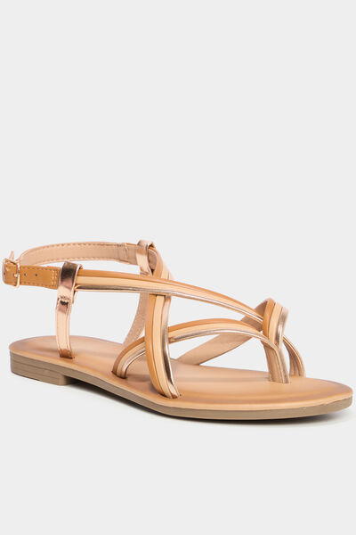 Sandales plates multibrides multicolore femme