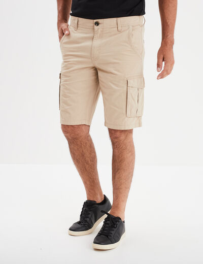 Short cargo poches à rabat coton beige homme