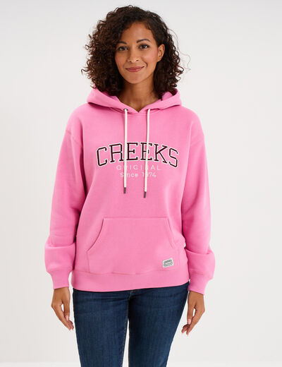 Sweat &agrave; capuche hoodie rose vif femme
