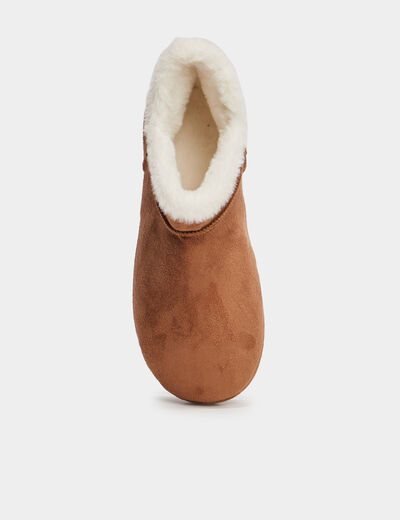 Chaussons bottines fourrés camel femme