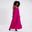 Robe longue bretelles bijoux rose fushia femme