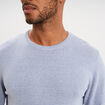 Pull droit col rond coton m&eacute;lang&eacute; bleu clair homme