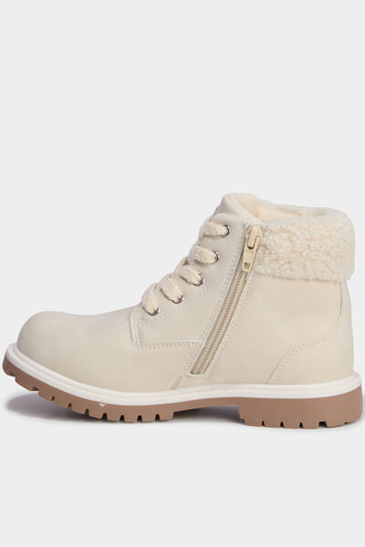 Bottines avec d&eacute;tails fausse fourrure creme fille
