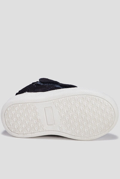 Baskets montantes en cuir bleu marine bébé fille