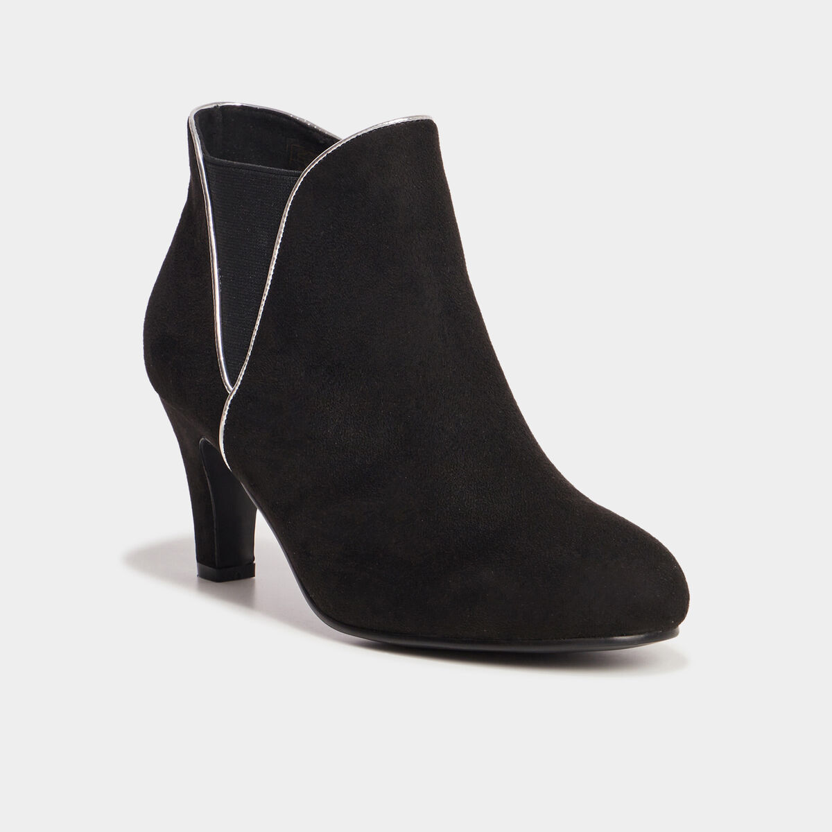 Bottines aspect daim &agrave; talons noir femme