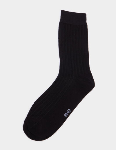 Lot 5 paires chaussettes c&ocirc;tel&eacute;es noir homme