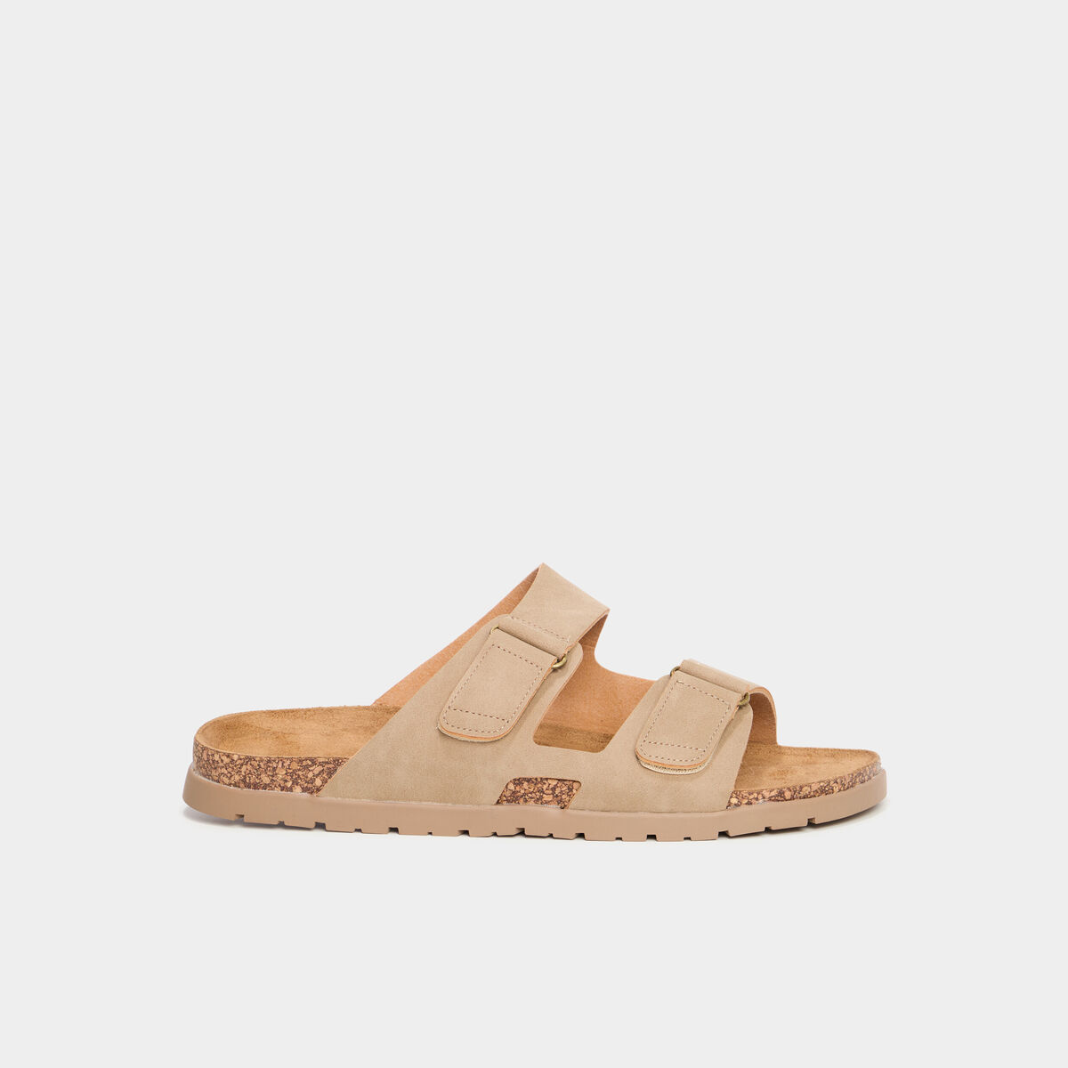 Mules double brides à scratchs sable homme