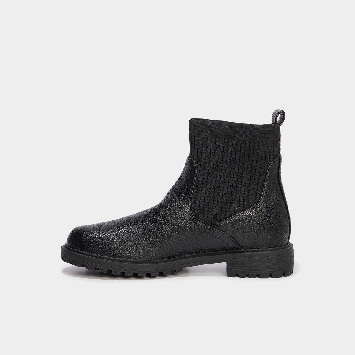 Boots chaussettes crant&eacute;es noir femme