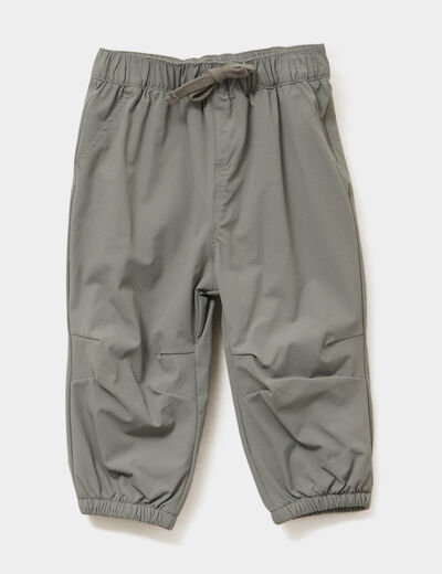 Pantalon droit doublé taille élastiquée vert kaki bébé garçon