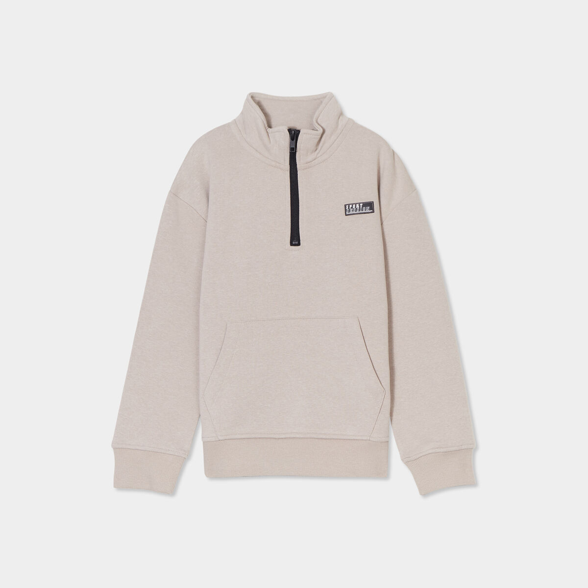 Sweat col camionneur zippé 1 poche gris foncé garçon