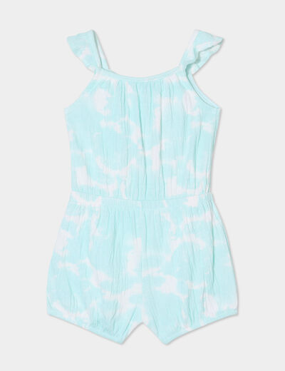 Combishort à bretelles et volants bleu pastel bébé fille