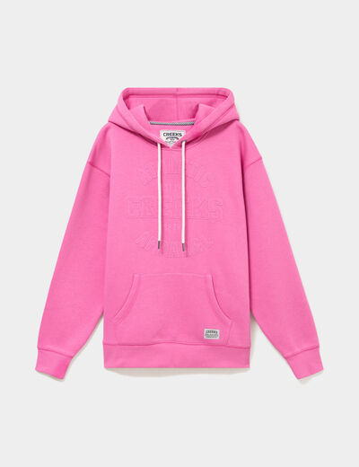 Sweat &agrave; capuche hoodie rose fushia femme
