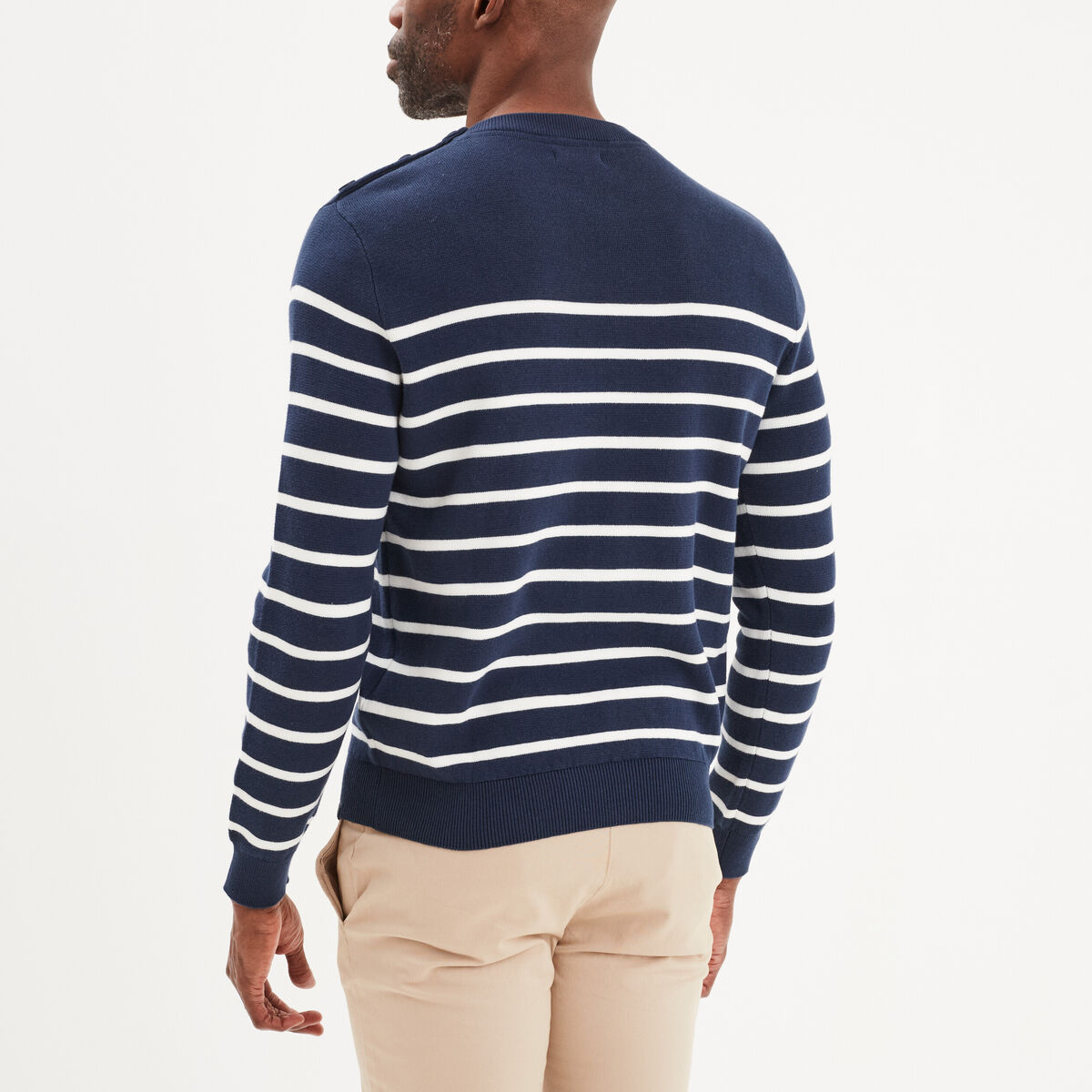 Pull marinière col rond Creeks bleu marine homme