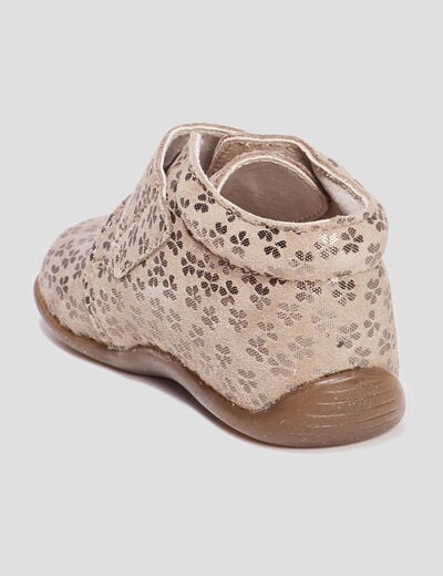 Bottillons à scratchs en cuir marron bébé fille