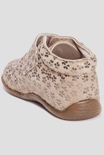 Bottillons à scratchs en cuir marron bébé fille