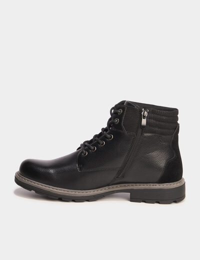 Bottines montantes crant&eacute;es zipp&eacute;es noir homme