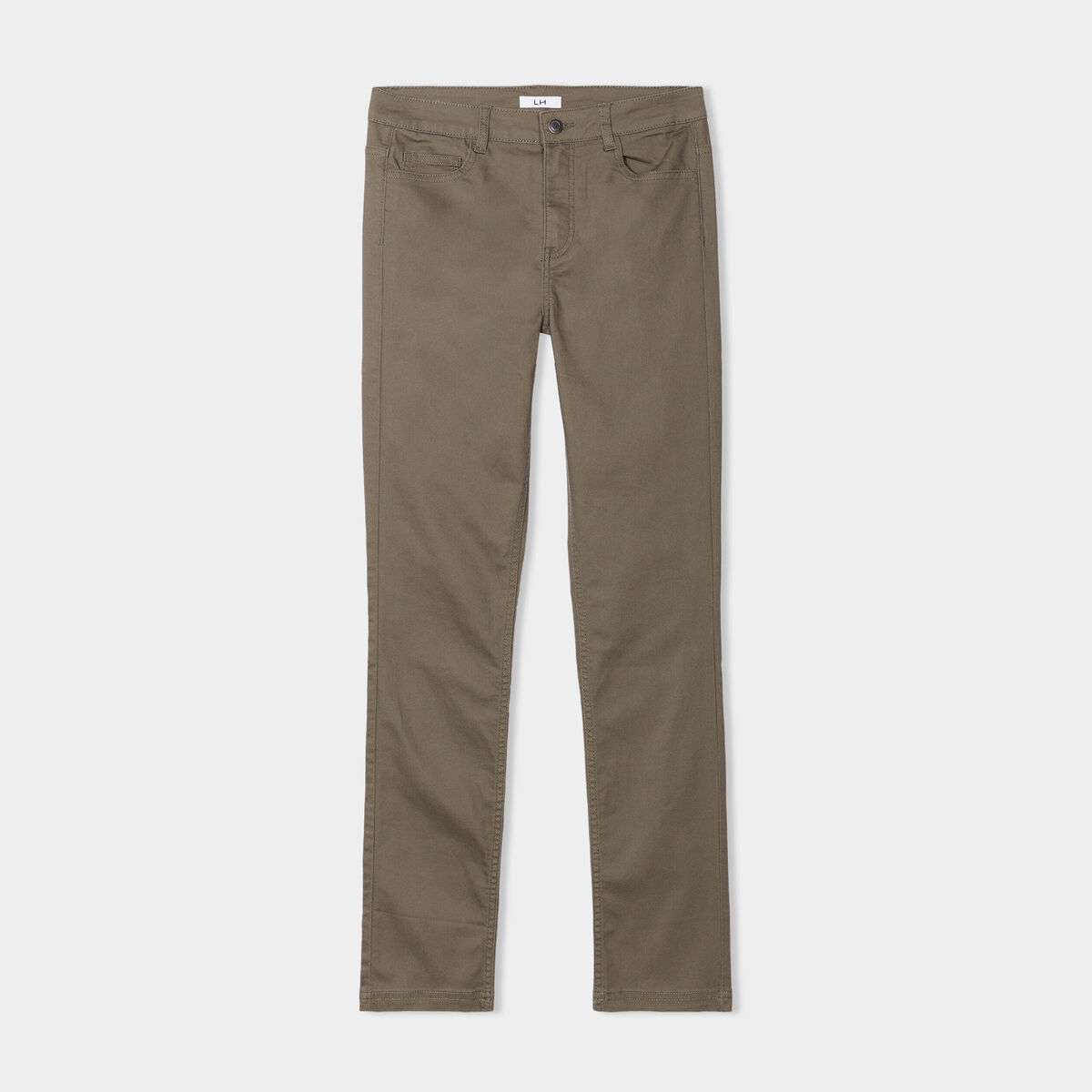 Pantalon slim stretch vert kaki femme