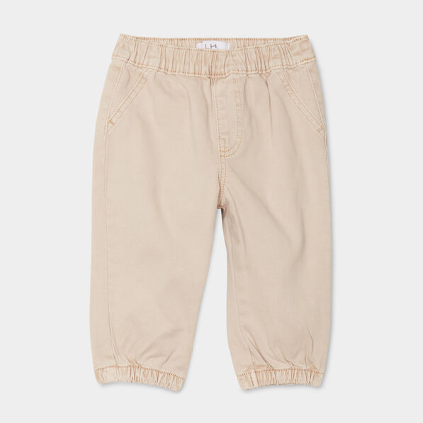 Pantalon jogger bas élastiqué coton beige bébé garçon