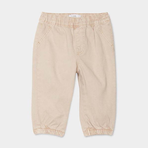 pantalon jogger bas elastique coton beige bebeg Pantalon jogger bas élastiqué coton beige bébé garçon