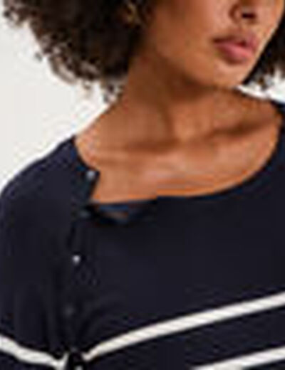 Pull boutonn&eacute; allaitement blanc femme maternit&eacute;