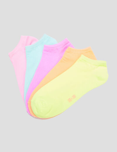 Lot 5 paires chaussettes coloris fluo multicolore femme