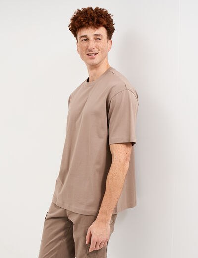 T-shirt col rond coupe relax coton &eacute;pais gris homme