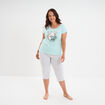 Ensemble pyjama corsaire coton bleu turquoise femme grande taille