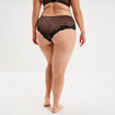 Shorty effet satin avec dentelle marron femme grande taille